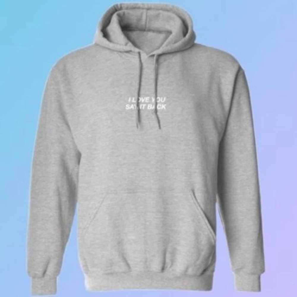 Lonely Ghost Unisex Medium Gray I Love‎ You Say It Back Hoodie Casual Athleisure